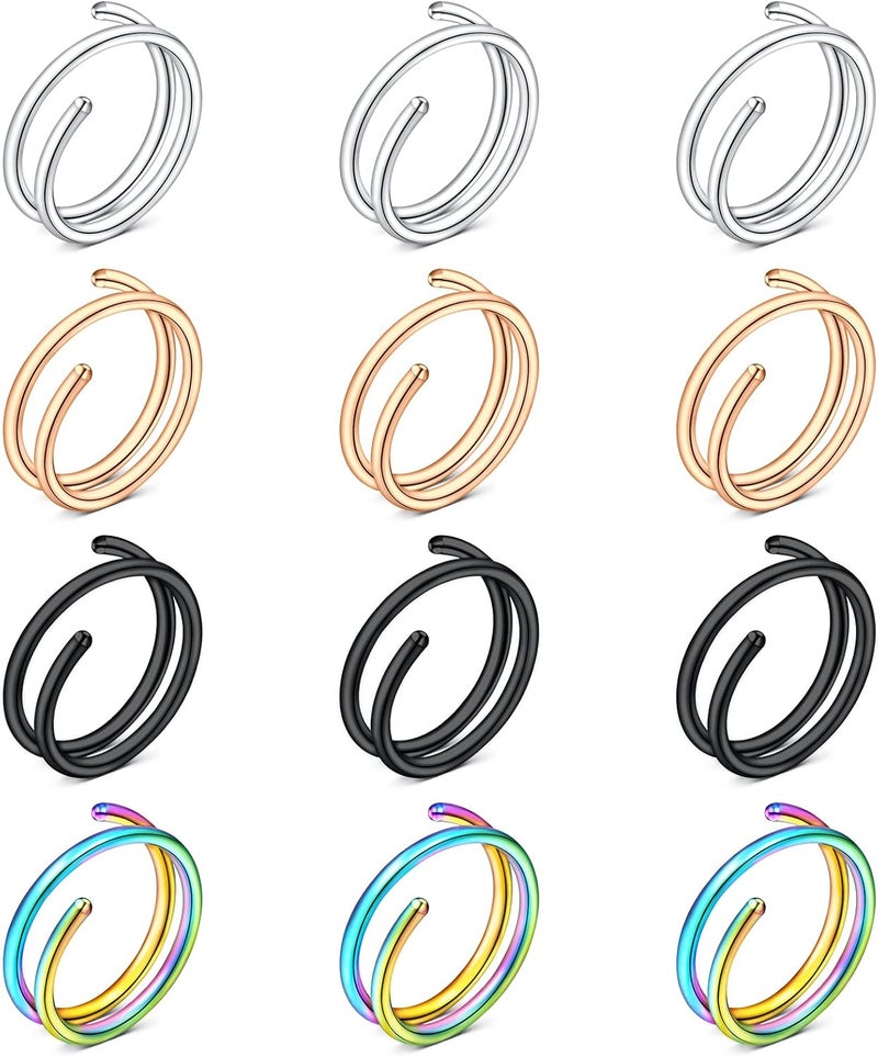 FECTAS Nose Rings Hoops Surgical Steel 18g 20g Gauge 6mm 8mm 10mm 12mm Earrings Piercing Hoops Jewelry for Men Women - Image 1
